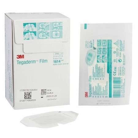 3M Tegaderm Transparent Film Dressing 2-3/8 X 2-3/4 Inch Frame Style Delivery Rectangle Sterile, 100PK 1614